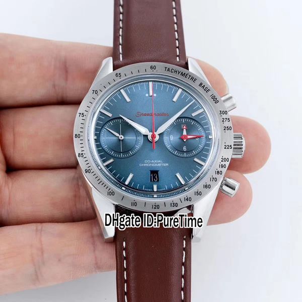 

edition b v2 planet ocean moonwatch 3594.50.00 steel case blue dial co-axial 9301 automatic chronograph mens watch brown leather omf1, Slivery;brown