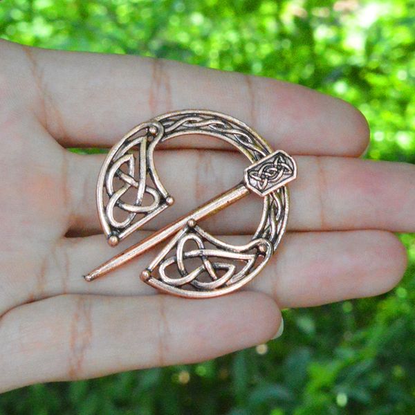 

qihe sieraden brons holle gesp viking broche mantel pins sluiting broches voor mannen viking sieraden norse sieraden, Gray