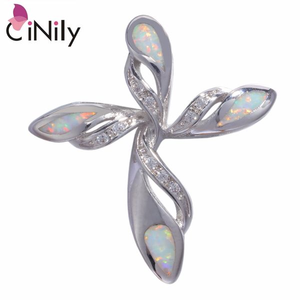 

cinily created white fire opal cubic zirconia silver plated wholesale for women jewelry pendant without the chain 1 1/8" od6811, Black