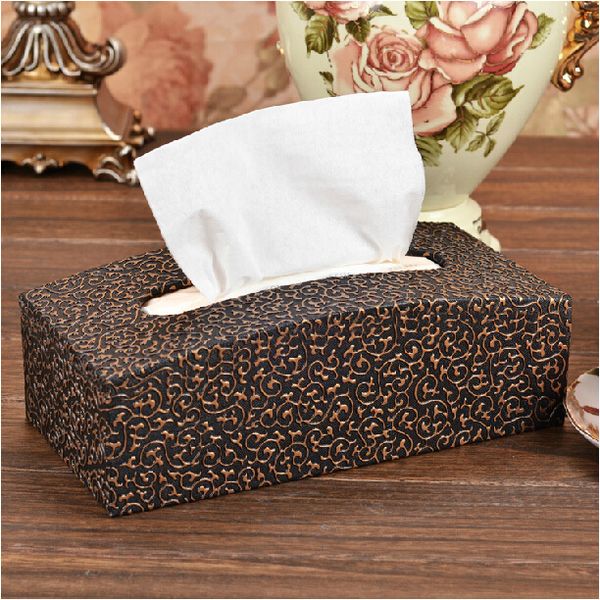 

unique arch-shaped rectangle leather tissue box holder toilet paper storage dispenser car home 412b