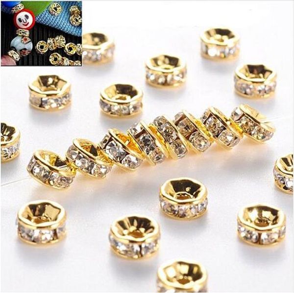 

Оптовая Пирс серебро золото Кристалл Rhinestone Rondelle распорка бусины DIY ювелирных изделий 6 мм 8 мм 10 мм