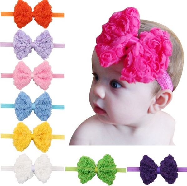 Baby Girl Headband Hairband Pink Double Bow Pink Flower