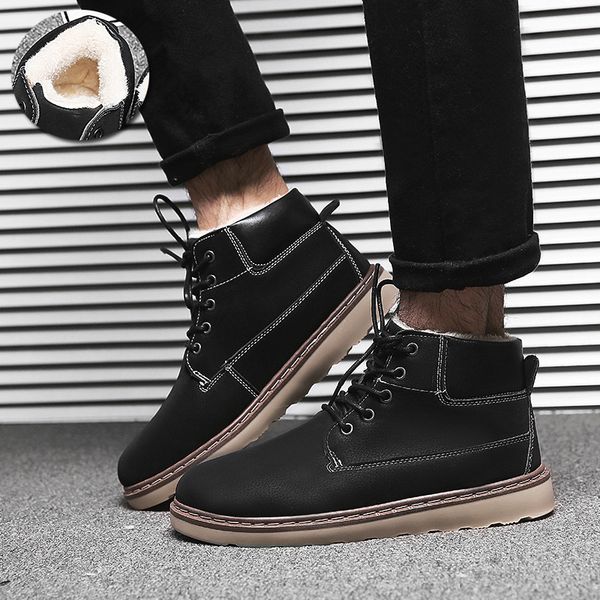 

winter shoes men snow boots men timber land shoes zapatos de hombre erkek ayakkabi bota masculina botines hombre botas militares buty meskie, Black