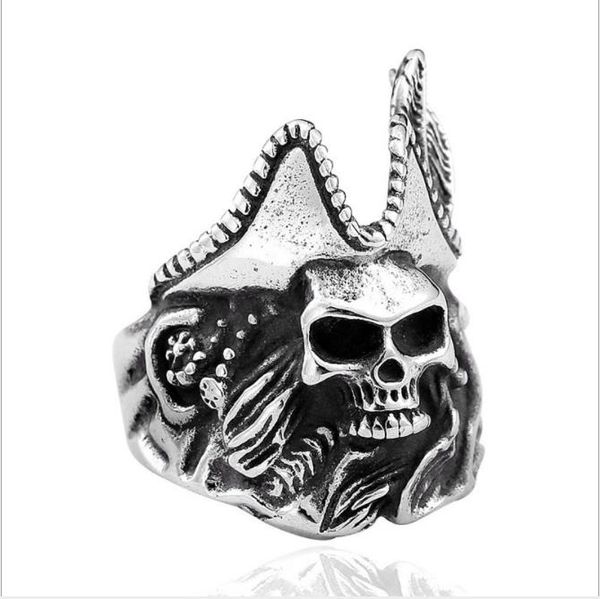 

hand decoration exaggerated personality, skull and ring ring, Silver
