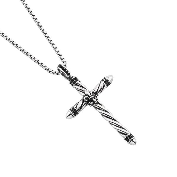 

new design men stainless steel cross pendant necklaces silver fashion hip hop jewelry necklaces with men 70cm long chains