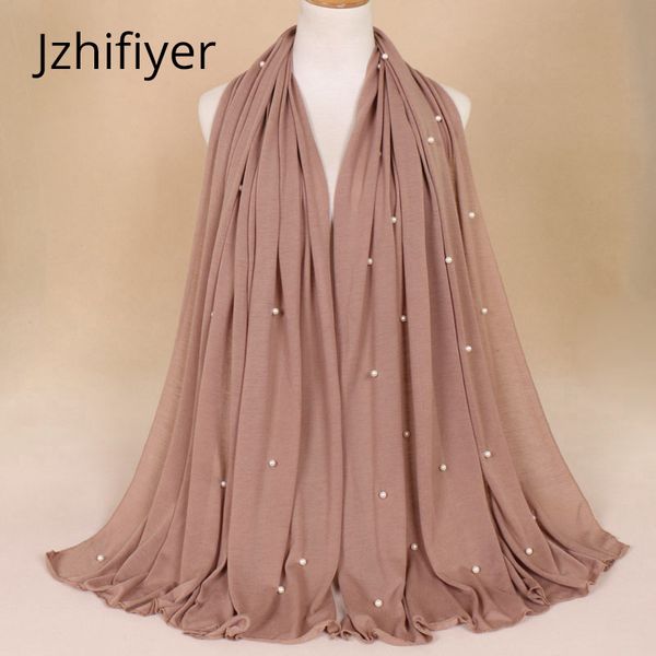 sciarpa in jersey singolo poliestere copricapo hijab musulmano bandana mujer perla pianura stola mantello da donna arabo 180g 21 colori bufanda