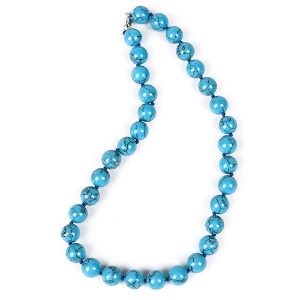

new 12 mm fresh and cheerful sky blue turquoise necklaces the necklace at the dance, Silver