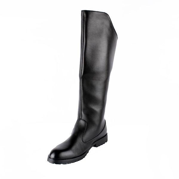 

selling men black knee high boots british desiger round toe back zip long boots shoes man motorcycle boot hombre chaussure size 37-44