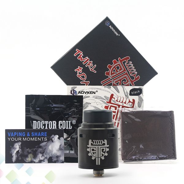 

Authentic Advken Twirl RDA 24mm with Dual Posts Deck Big Hole Design Gold Plated Bottom Feed Pin Tank E-Cig DHL Free