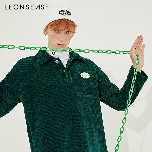 

leonsense 2018 new autumn winter new lapel men knit sweater casual loose one button long-sleeved shirt fluffy men's pullover, White;black