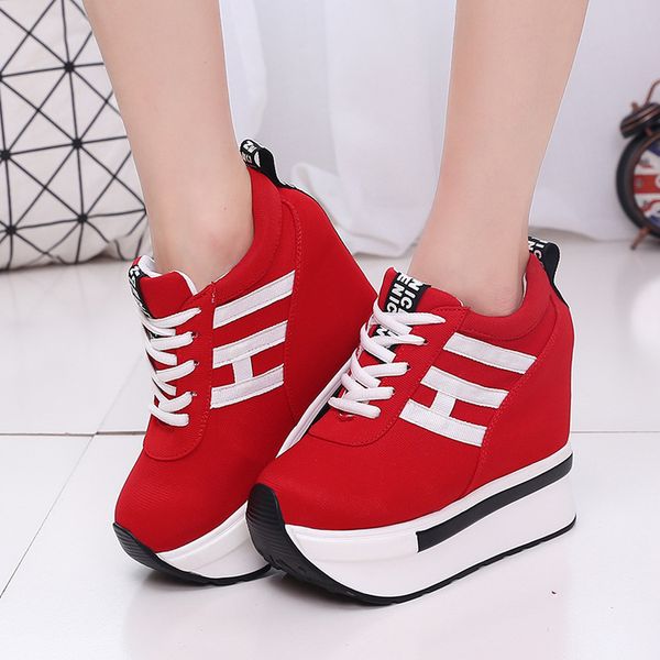 

Women Casual Shoes Height Increasing Platform Wedges Shoes Woman Autumn Winter Lace up High Top Trainers Shoes