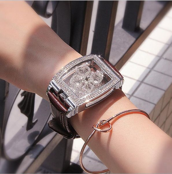 

2018 new authentic ladies watch diamond-encrusted leather belt quartz waterproof personality fashion tide female watch