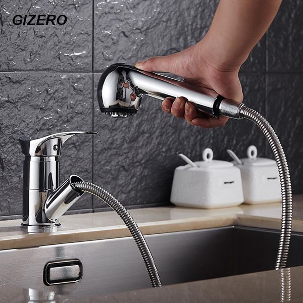 

gizero kitchen pull out faucet chrome finished sink mixer taps zr652