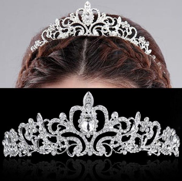 

sell bridal tiaras wtih rhinestones crowns bridal jewelry girls evening prom party performance pageant crystal bridal hair accessories, Silver