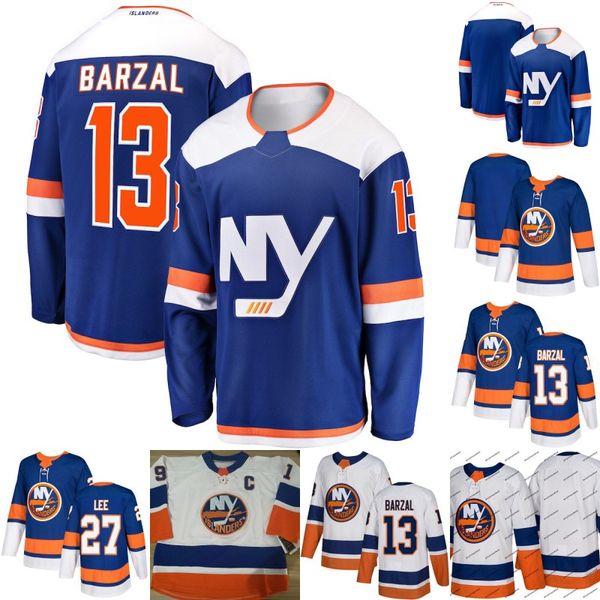 

Mens 13 Mathew Barzal Jersey New York Islanders 27 Anders Lee 100% Stitched Hockey Jerseys White Blue Fast Shipping