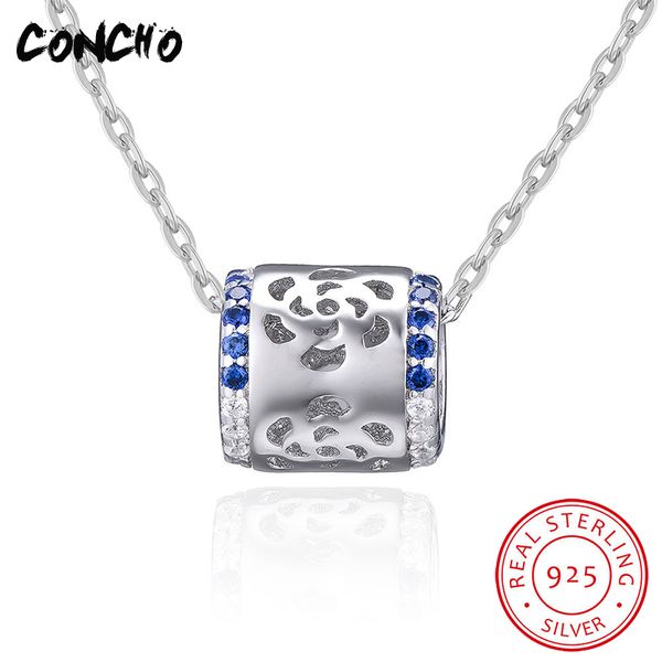 

concho jewelry 925 sterling silver geometric zircon necklace for women wedding party jewelry 2018 trendy lucky pendant necklace