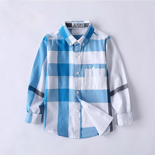 

Kung Fu Ant Hot Sale Casual Boys Shirts Turn-down Collar Cotton Plaid Full Sleeve School Blouses Baby Clothing European Style, Yellow
