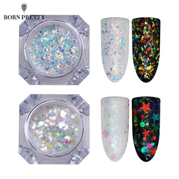 

2 boxes ab gold color nail sequins set irregular mermaid powder flakies star round iridescent nail art glitter decorations kit, Silver;gold