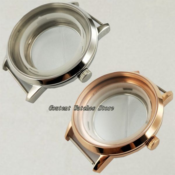 

40mm silver/rose gold watch case kit miyota 8205/8215/821a,mingzhu dg2813/3804( 2 styles, Slivery;brown