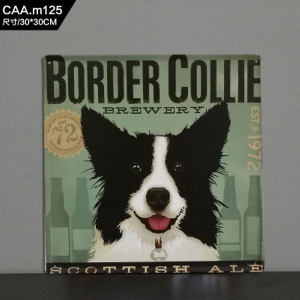 

border collie large vintage metal painting tin signs bar ktv iron ornaments decor retro mural poster wall sticker 30x30 cm