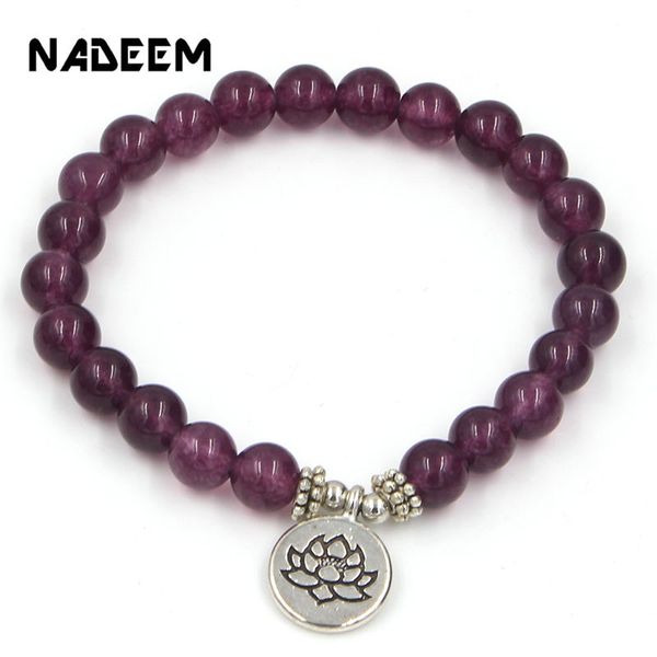 

handmade bohemian natural purple stone beads lotus,life tree,buddha bracelets bangles for women men yoga bacelet femme homme, Golden;silver