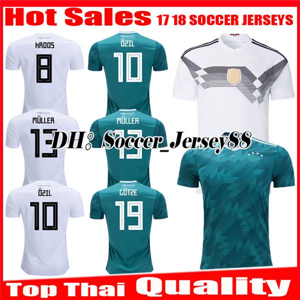 

2018 2019 occer jer ey muller ozil kroo world cup home white away green 18 19 gotze reu hummel germany uniform jer ey football hirt
