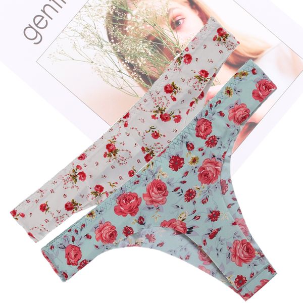 

10 pcs/lot g string women thong seamless tanga flower print underwear women string panties underwear bragas, Black;white