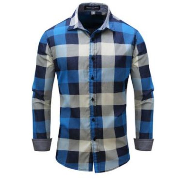 

brand clothes for male loose plaid denim shirts casual mens long sleeved large size clothes social shirt mens clothing j2471, White;black