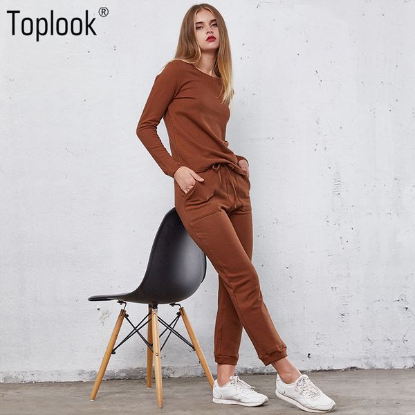 

casual womens tracksuit sets winter two piece sets brown long sleeve sweatshirt and long pants tracksuits female regular, Gray