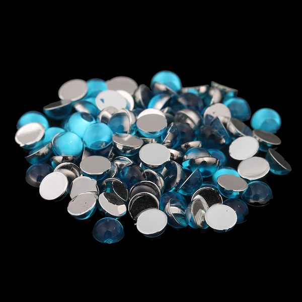 

water blue color many sizes half round facets acrylic flat back rhinestones for nails fingernails 3d nail art decorations beads, Silver;gold