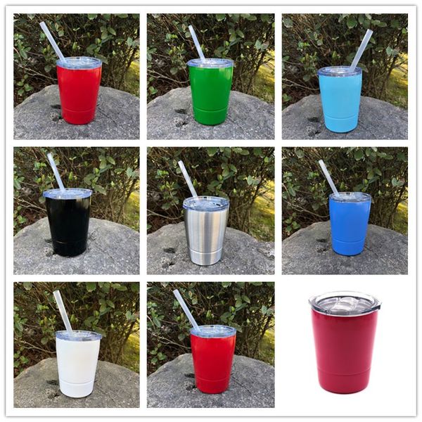 

dhl 20 шт. красочные нержавеющей стали соломенные чашки спортивные кружки вакуумная колба кубок спортивные кружки с соломенной крышкой детск