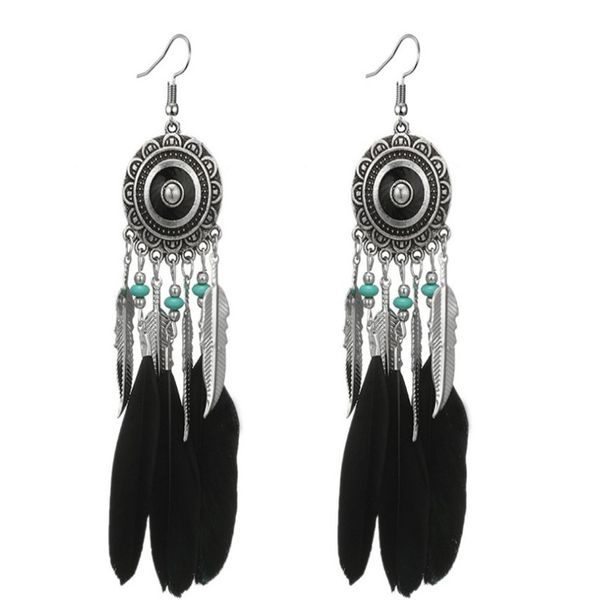 

new vintage silver colorful feather drop earrings for women ethinic blue beads carved flower leaf dangle earring yg