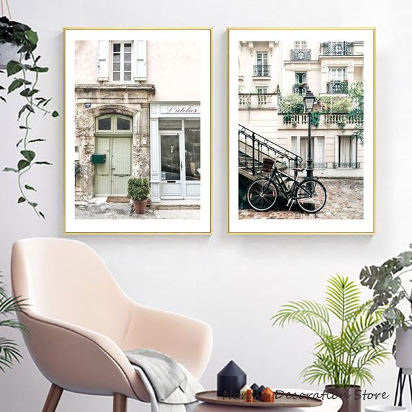 

nordic modern house landscape canvas art bicycle posters and prints wall art canvas painting wall pictures unframed