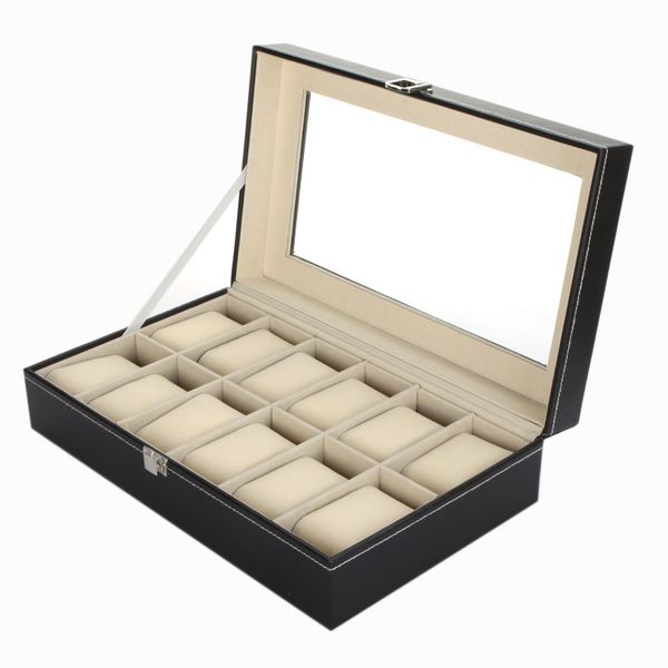 

Часы Box 12 сетка кожаный часы Case ювелирные изделия коллекция хранения организатор