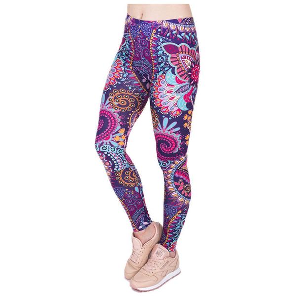 

leggings mandala mint print fitness legging high elasticity leggins legins trouser pants for women, Black