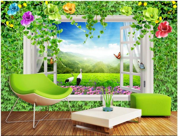 3d Wallpaper Custom Photo Mural Green Vine Window Rural Scenery Living Room Background Home Decor 3d Wall Murals Wallpaper For Walls 3 D Sexy