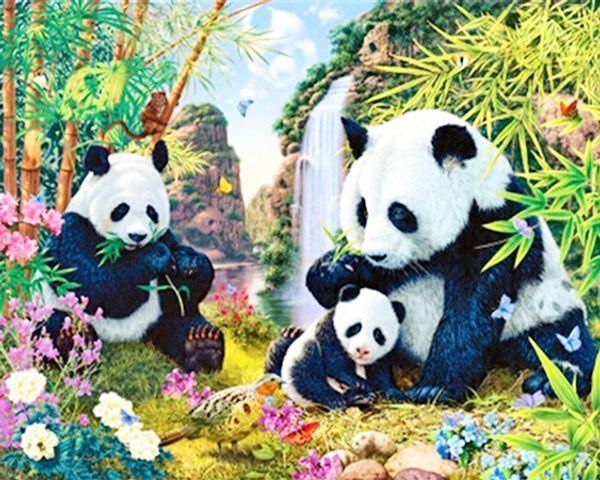 

a1194 diamond embroidery home decor cross stitch panda family 100% resin tool dril painting cross stitch mosaic needlework