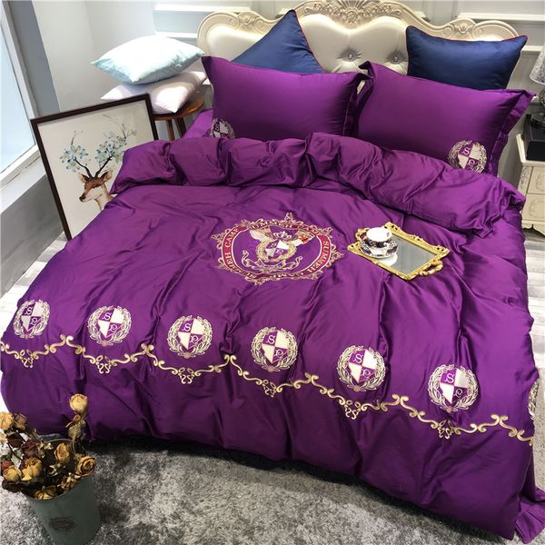 

new luxury egypt cotton europe-usa classics bedding set embroidery silky duvet cover bed sheet pillowcases  king size 4pcs