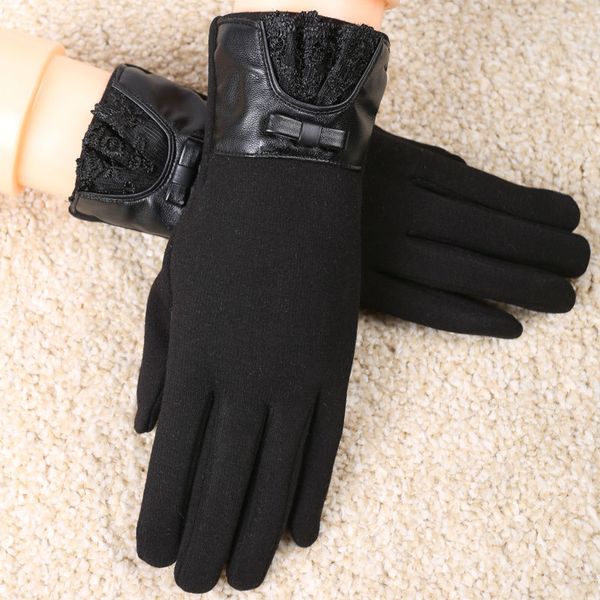 

2017 winter warm gloves for women cashmere lady touch screen gloves female fleece lined mittens, Blue;gray
