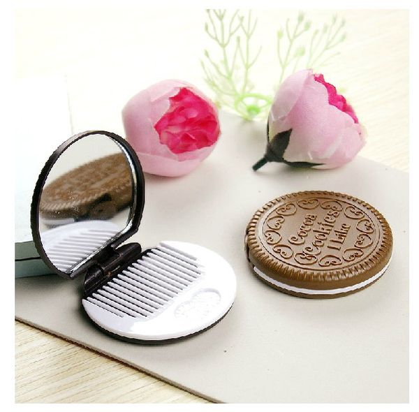 

creative chocolate biscuit mirror comb makeup mirror portable comb walkman