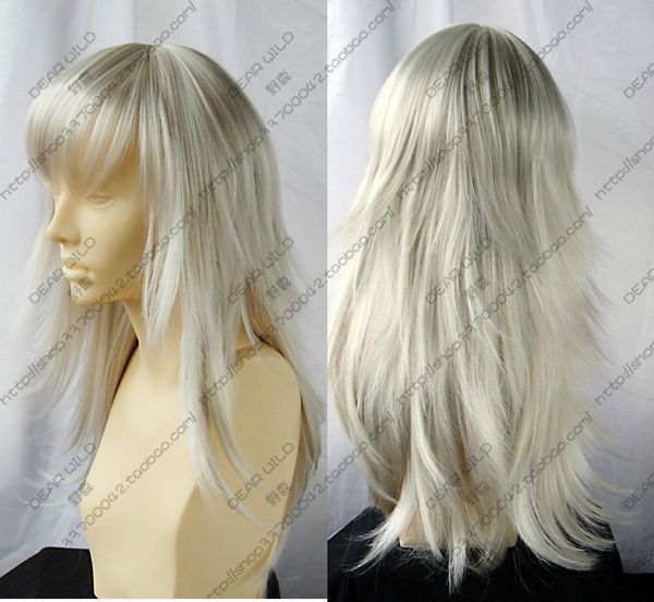 

307 new long silver cosplay party wig, Black;brown