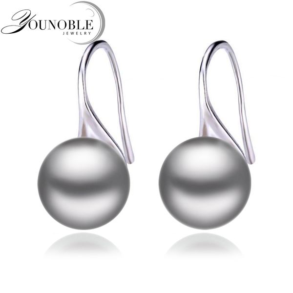 

wedding girl's birthday gift gray natural pearl earrings,black rendy 925 sterling silver freshwater pearl earrings for women, Golden;silver