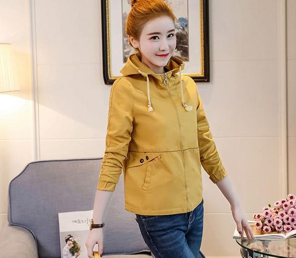 

send fashion short coat women's 2018 spring and autumn new style korean long sleeved hooded casual jacket, Black;brown