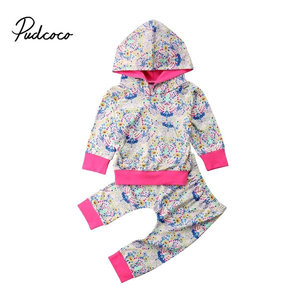 

newborn baby girl boy colour hoodie sweatshirt +long pants 2pcs outfits set, White