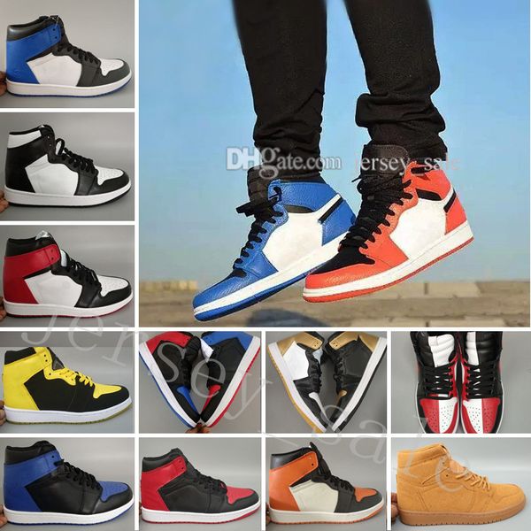 

new og 1 3 mens basketball shoe wheat gold bred toe chicago banned royal blue fragment unc sneakers sport trainers designer shoes