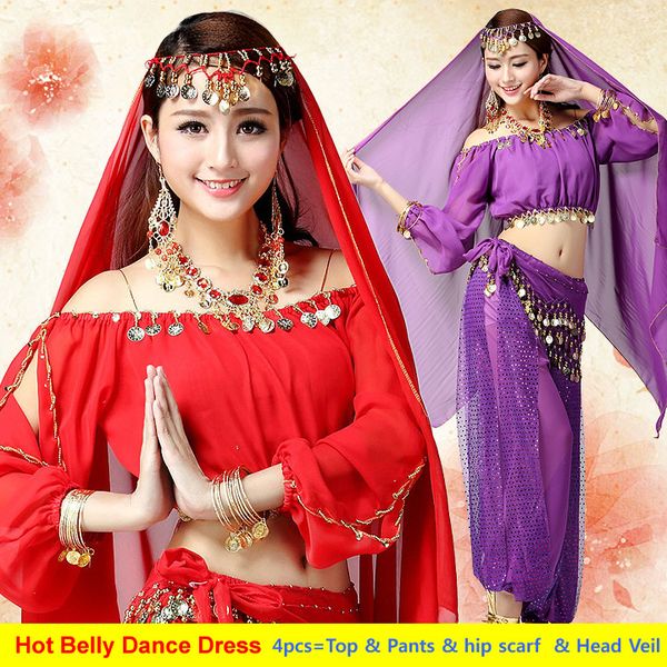 

women costume for dance bollywood women's belly dance belly bollywood dress costumes for adults, Black;red