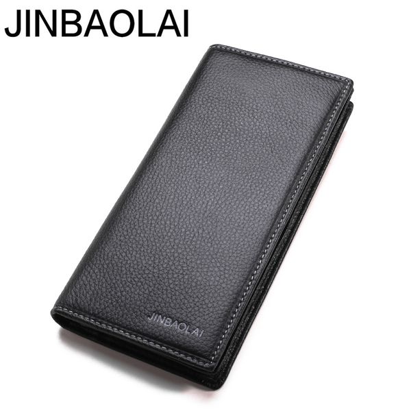 

jinlaolai genuine leather concise wallet huge capacity thin coin purse coin card holder male long handbags 8039-3, Red;black