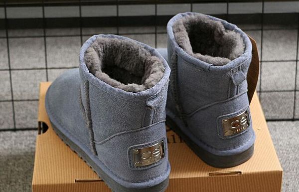 

winter women snow boots fashion genuine suede leather australia classic warm winter shoes woman 25, Black