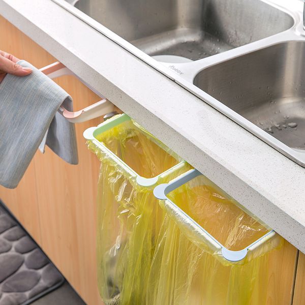 

kitchen hanging cabinet door garbage rack garbage bag storage rack plastic bag shelf trash bin support