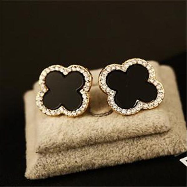 

high quality rose gold 4 leaf clover earrings stud for women female party wedding party jewelry accessories KKA1796